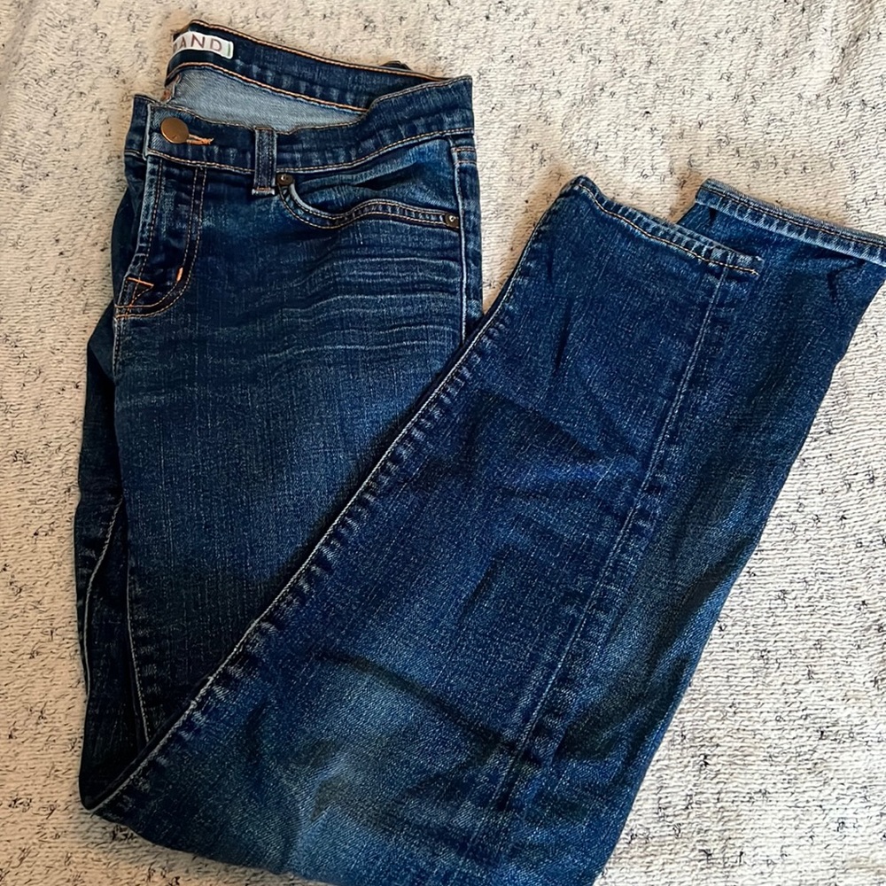 size 28 low rise, skinny leg style J brand jeans, blue